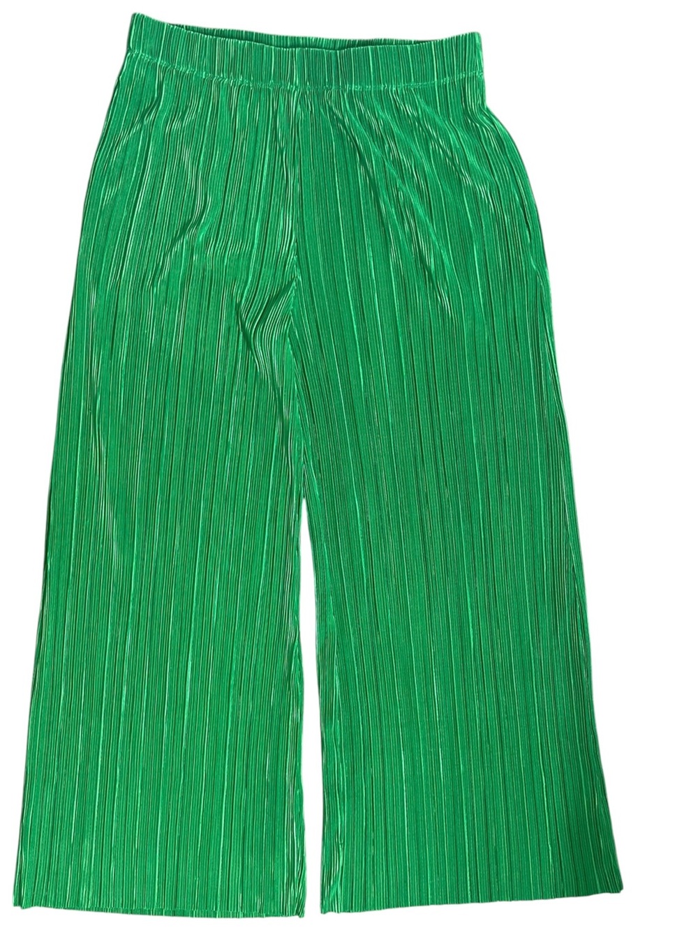 Steve Madden Green Plisse Wide Leg Pants Elastic Waist Culottes Size M